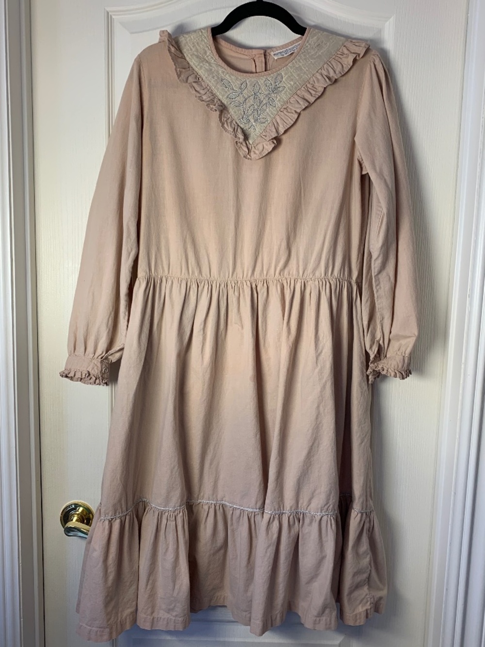 Apostrophe Cottagecore Prairie Dress Cream Blush Embroidered Romantic L Soft Y2K